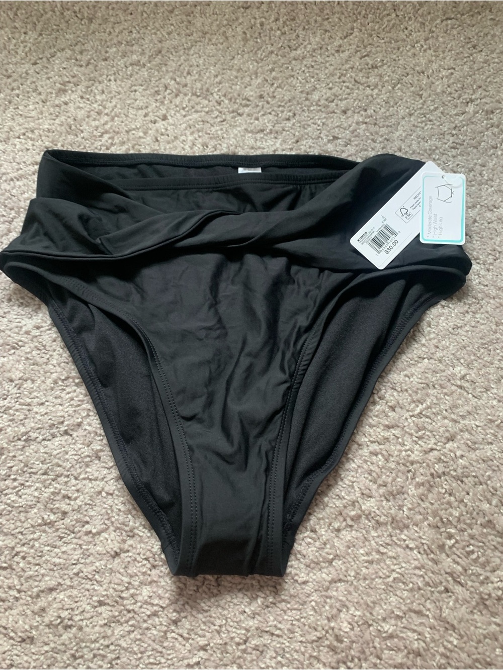 New with Tags Freshwater Classic High-Waist Black Bikini Bottom